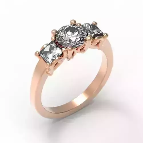 3DM Format Round shape three stone jewellery files