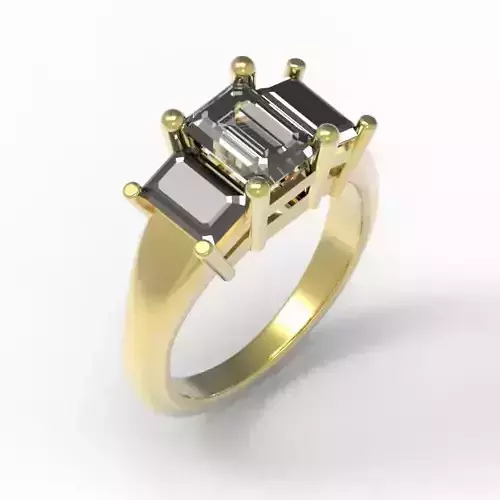 3DM Format Rectangular three stone diamond ring