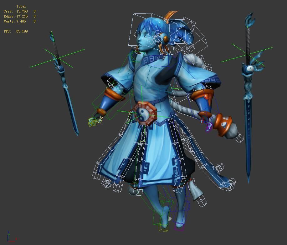 Game animated characters - sword ghosts 3D model_3