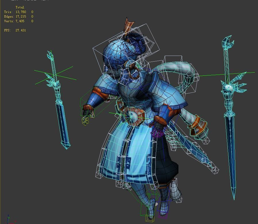 Game animated characters - sword ghosts 3D model_4