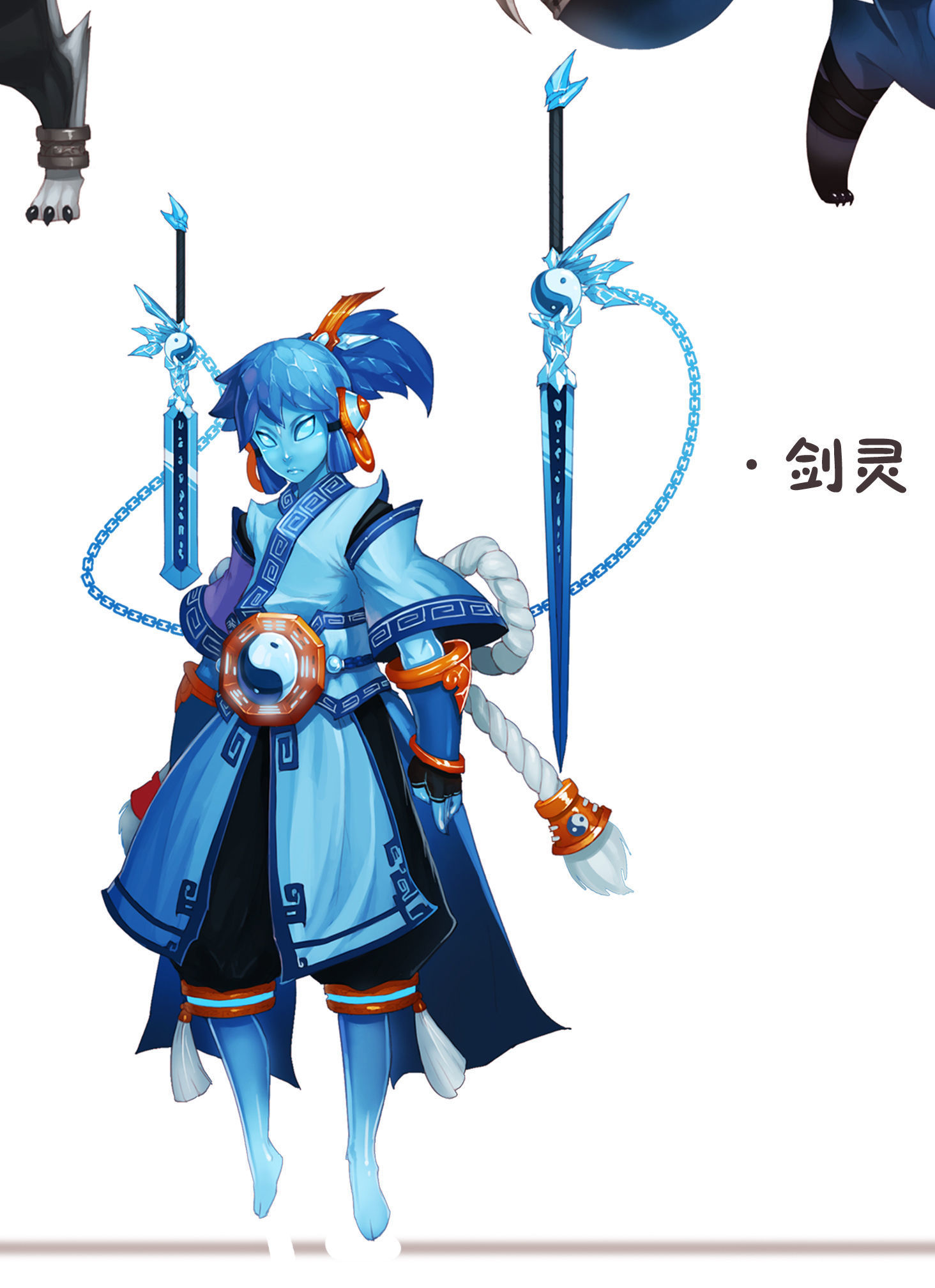 Game animated characters - sword ghosts 3D model_2