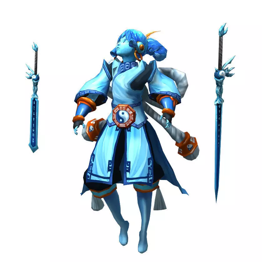 Game animated characters - sword ghosts 3D model_0