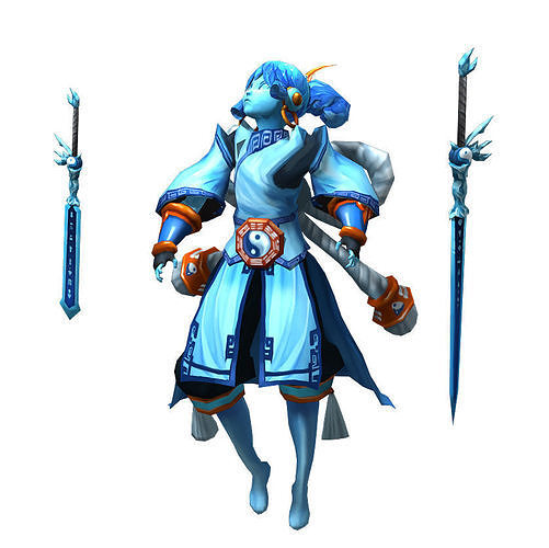 Game animated characters - sword ghosts 3D model