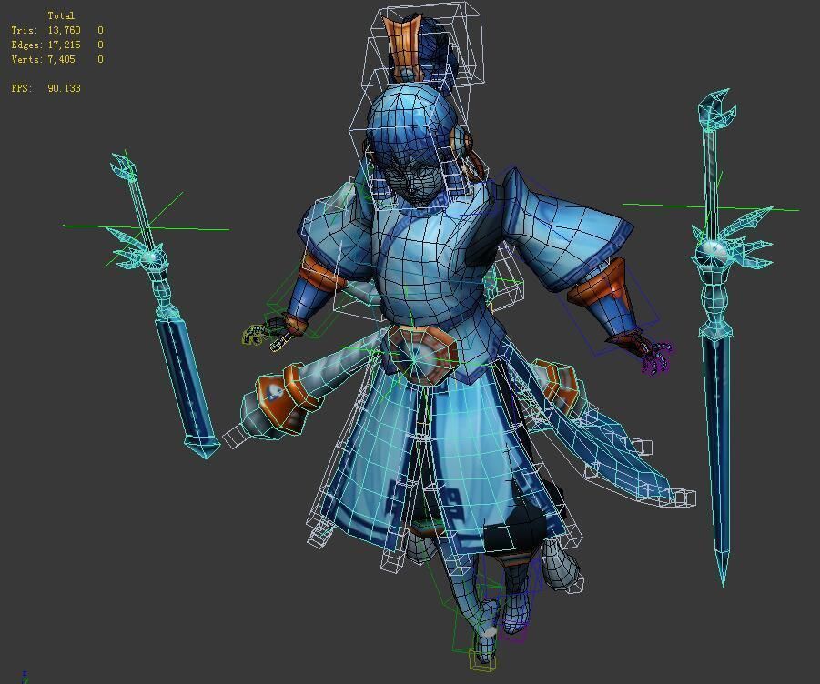 Game animated characters - sword ghosts 3D model_6