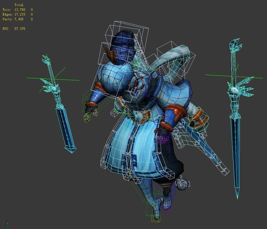 Game animated characters - sword ghosts 3D model_5