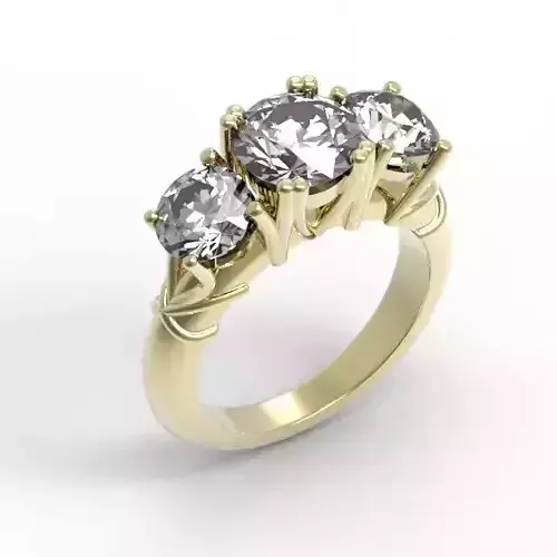 3DM Format Dainty three stone wedding ring 3DM ring design