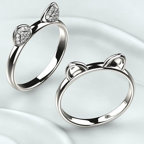Cats Ears Gold Ring 3D print model