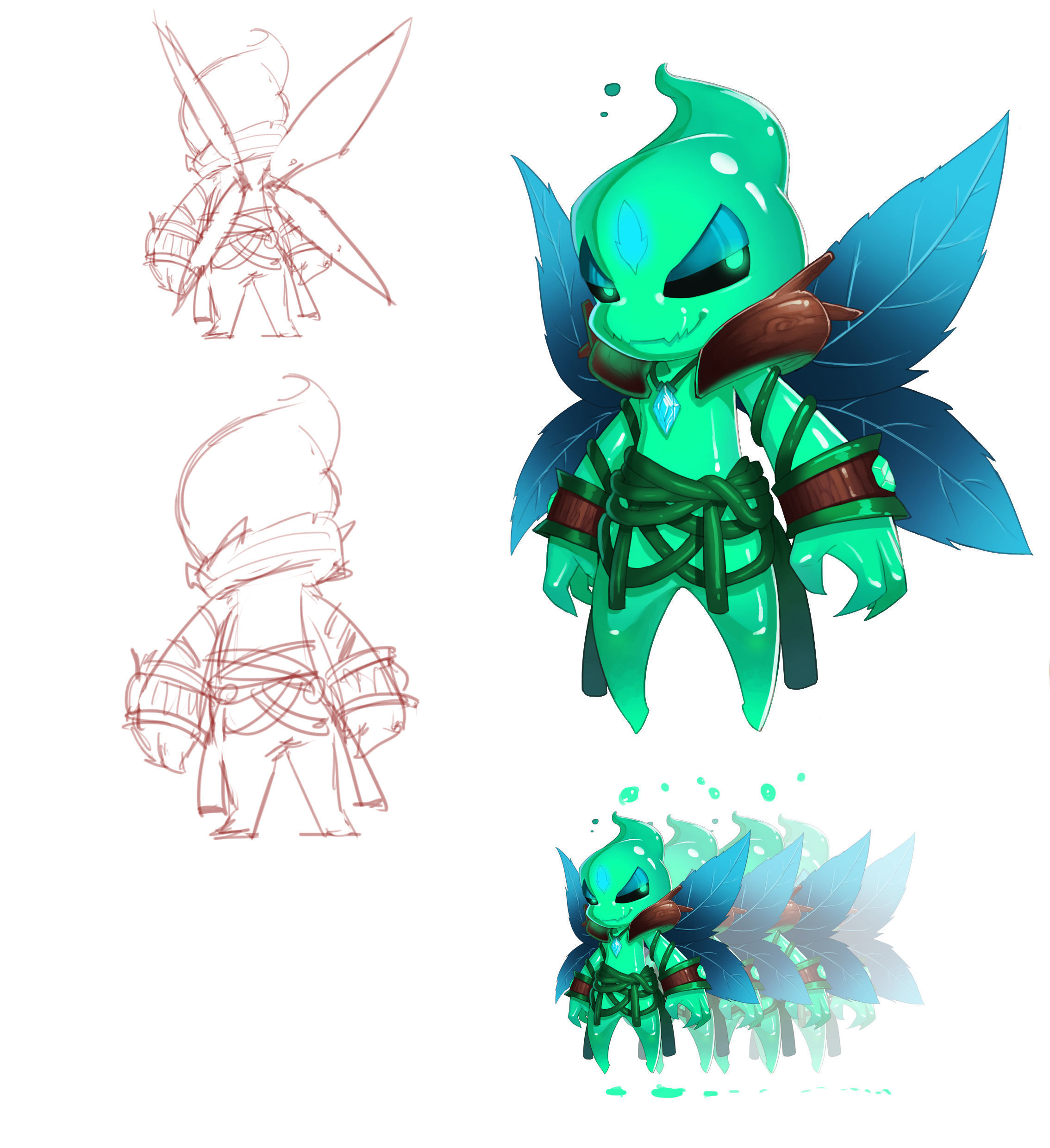 Game animated characters - wood spirit 3D model_2