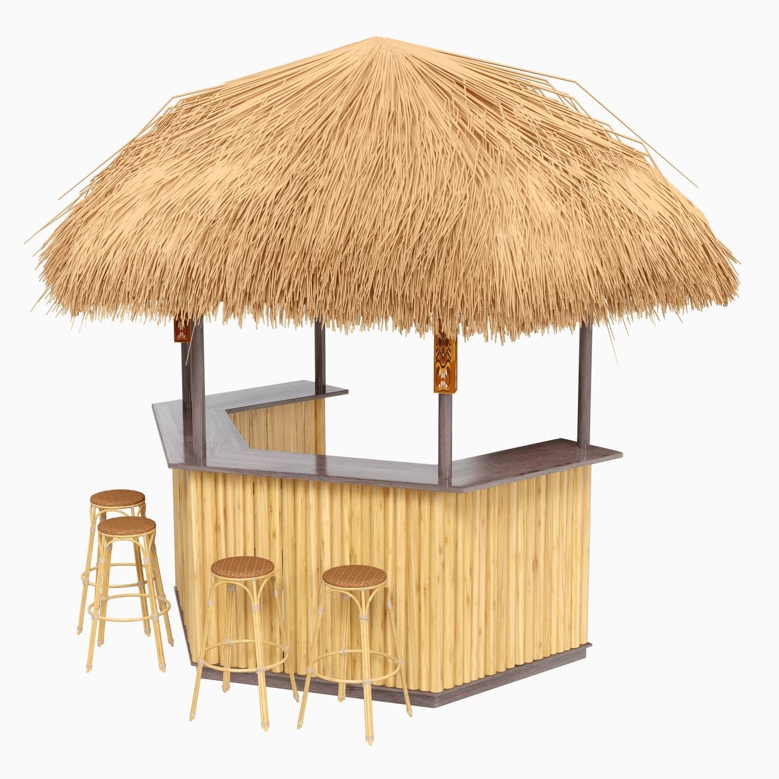 beach bar bamboo restaurant 3D model_5
