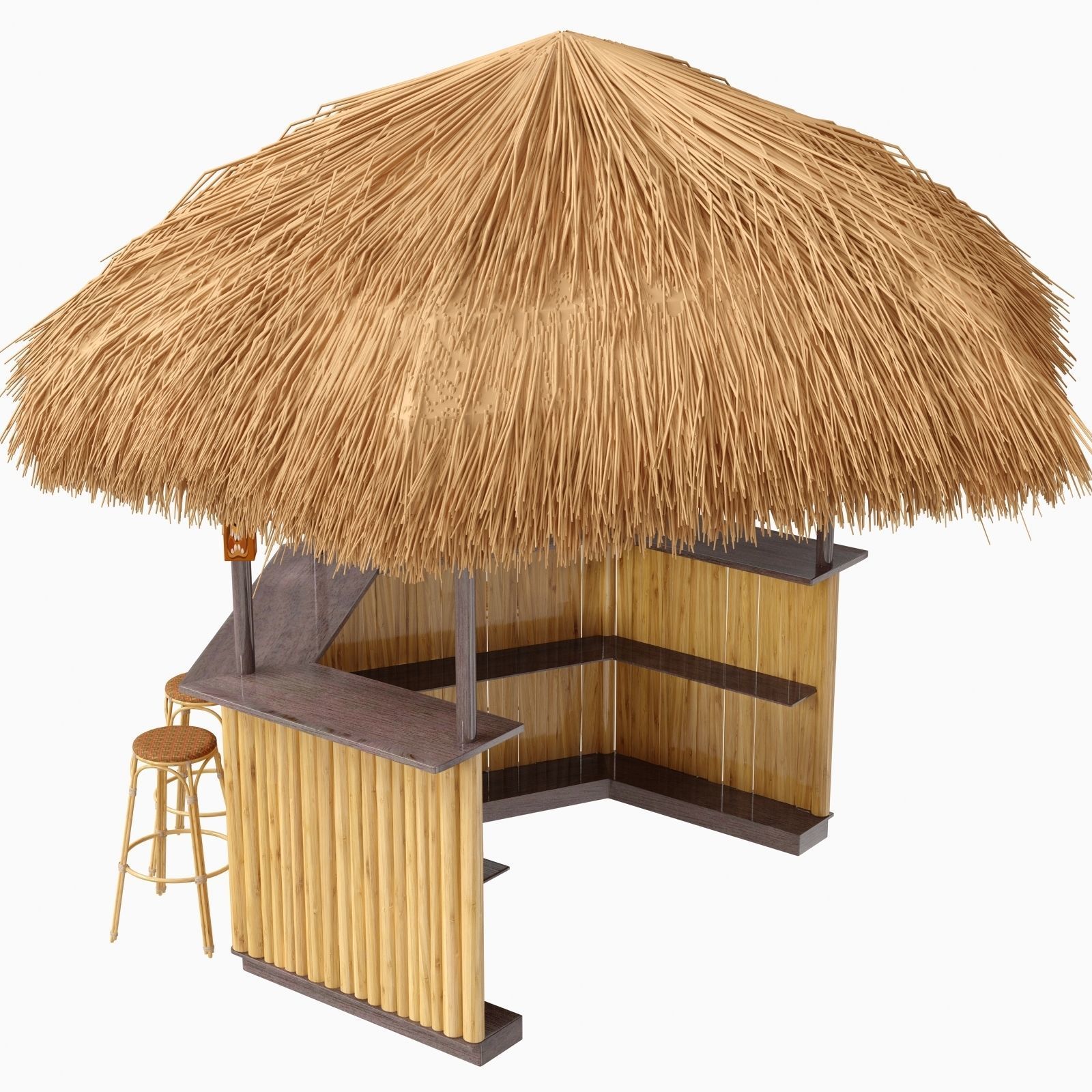 beach bar bamboo restaurant 3D model_4