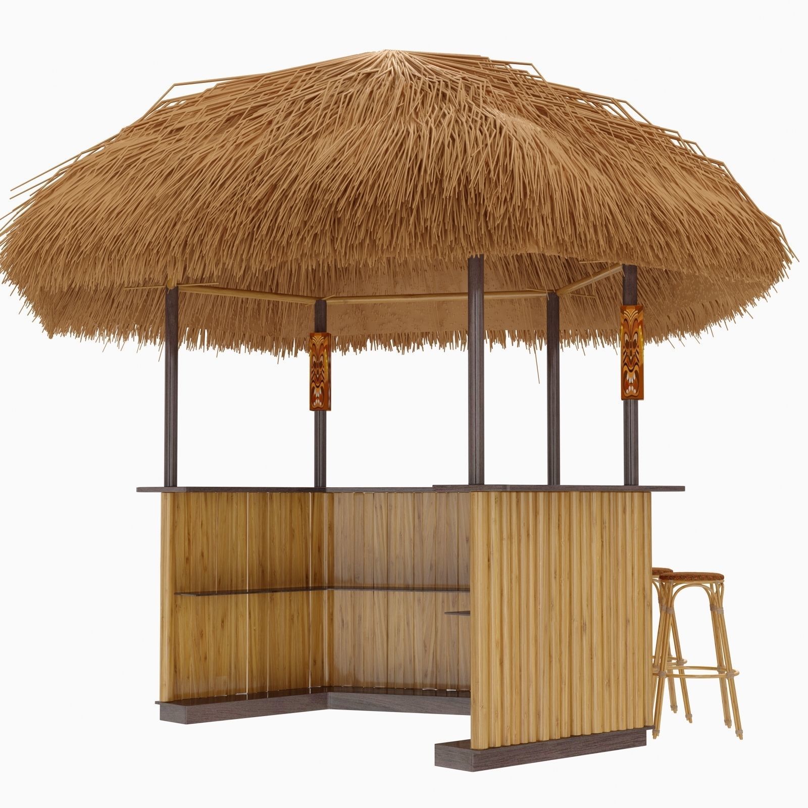 beach bar bamboo restaurant 3D model_3