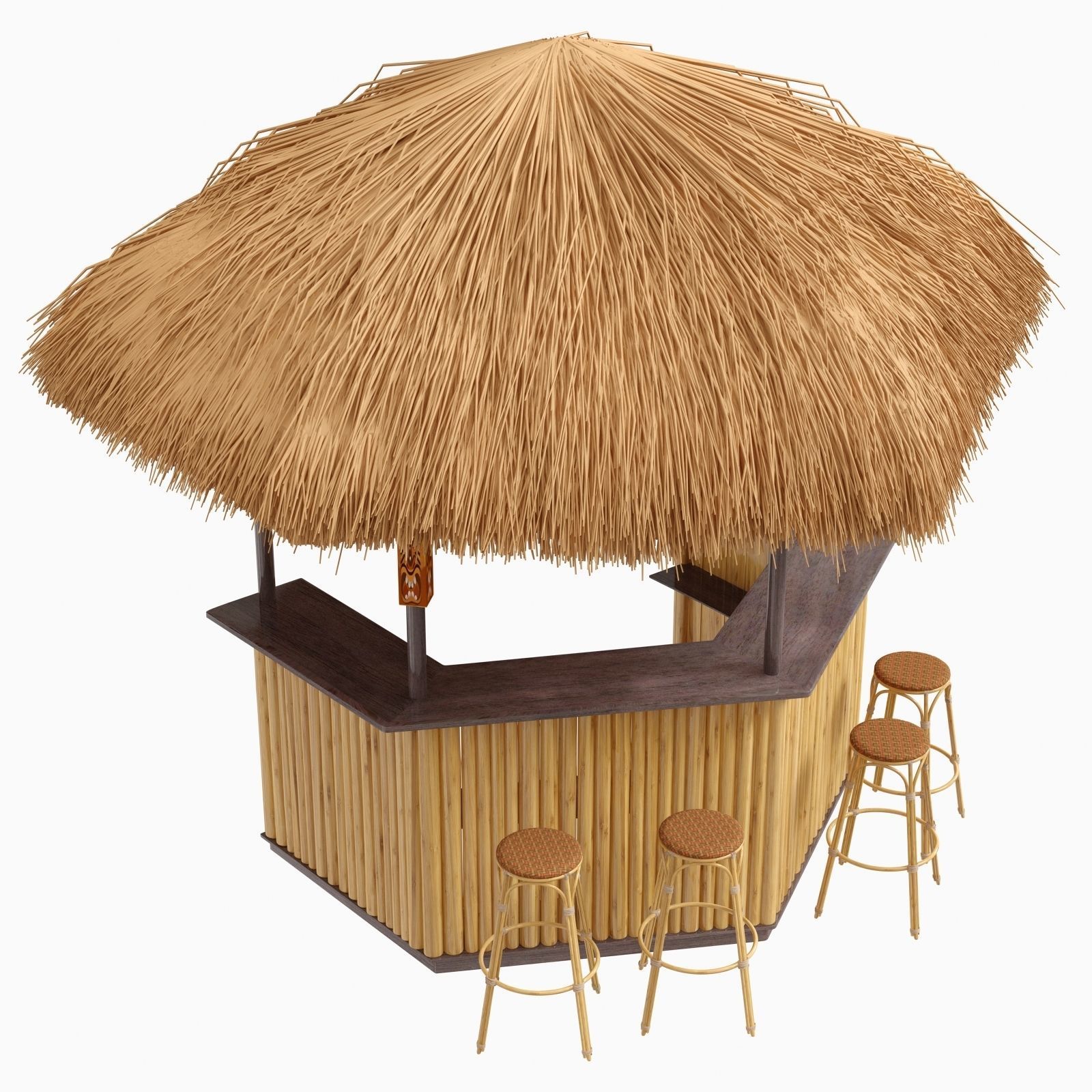 beach bar bamboo restaurant 3D model_6