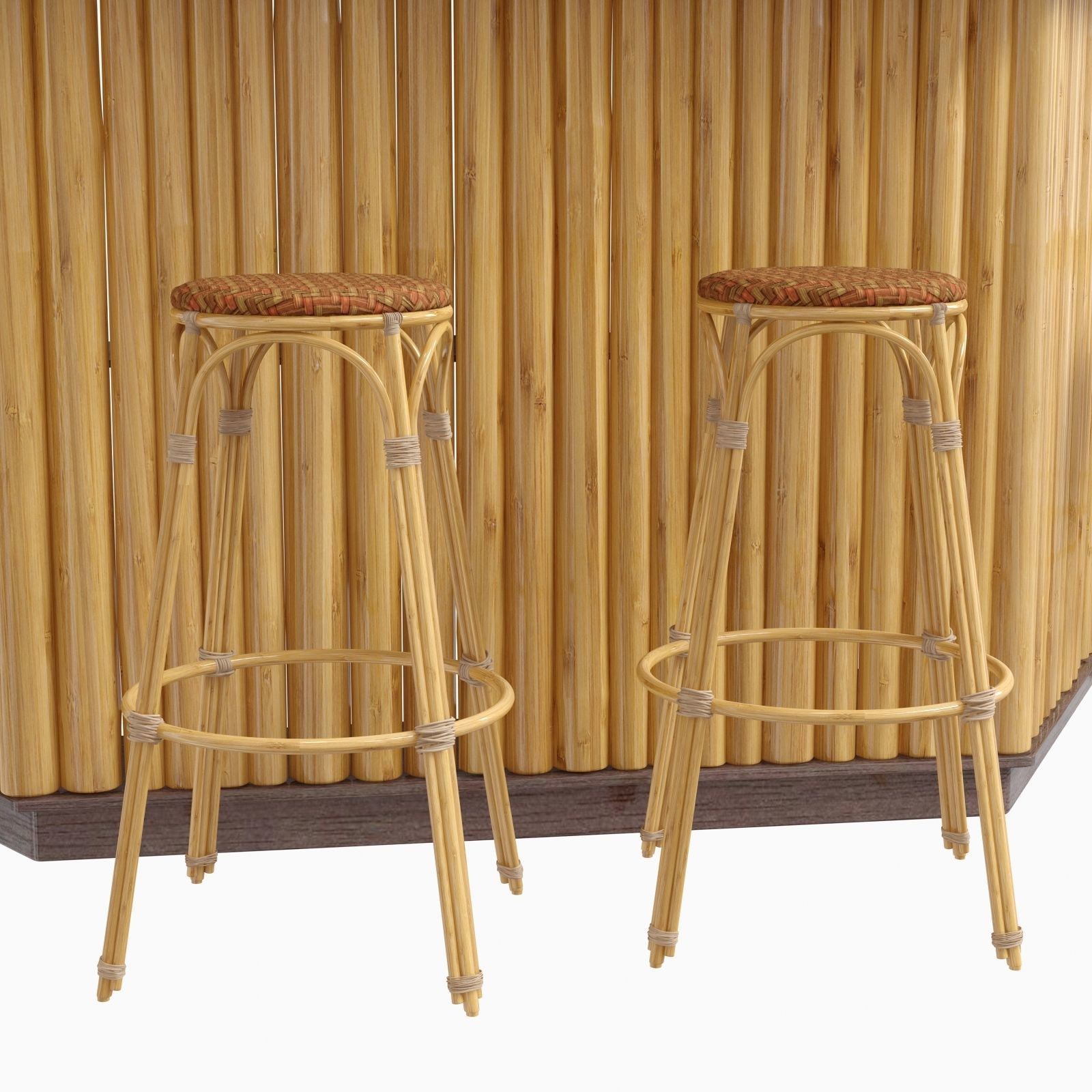 beach bar bamboo restaurant 3D model_8