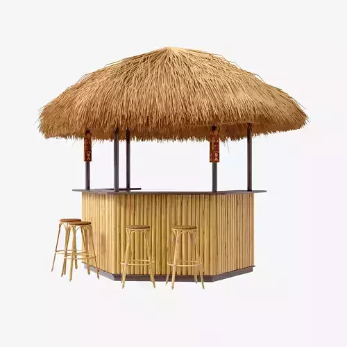 beach bar bamboo restaurant 3D model