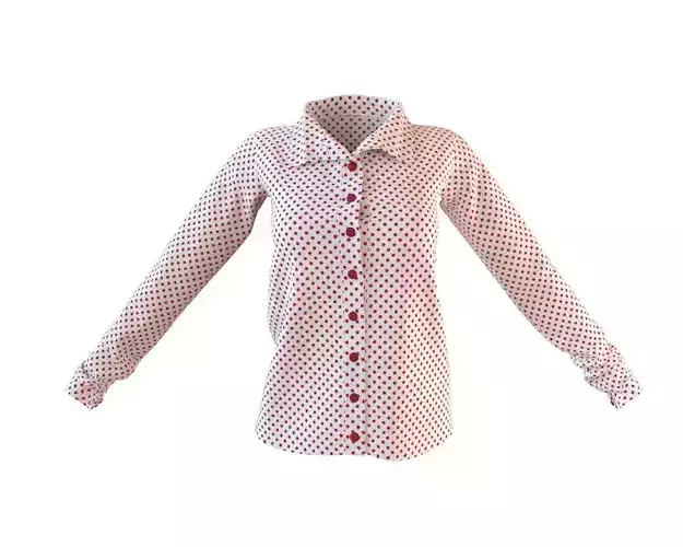 Stylish Designer Polka Dot Button Shirt 3D model