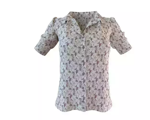 Stylish Designer Half Sleeve Puff Button Shirt 3D model