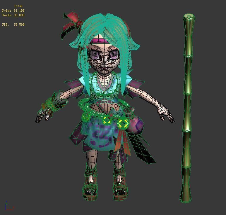 Game characters - beggars female disciples 3D model_5