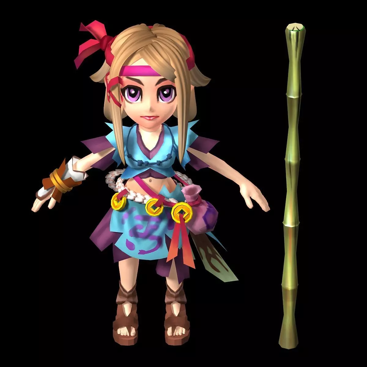 Game characters - beggars female disciples 3D model_0