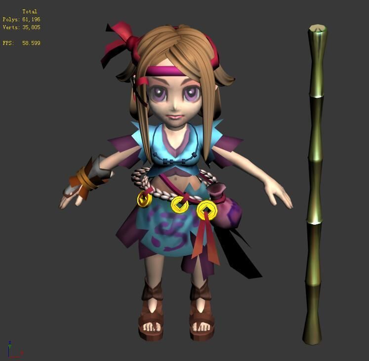 Game characters - beggars female disciples 3D model_4