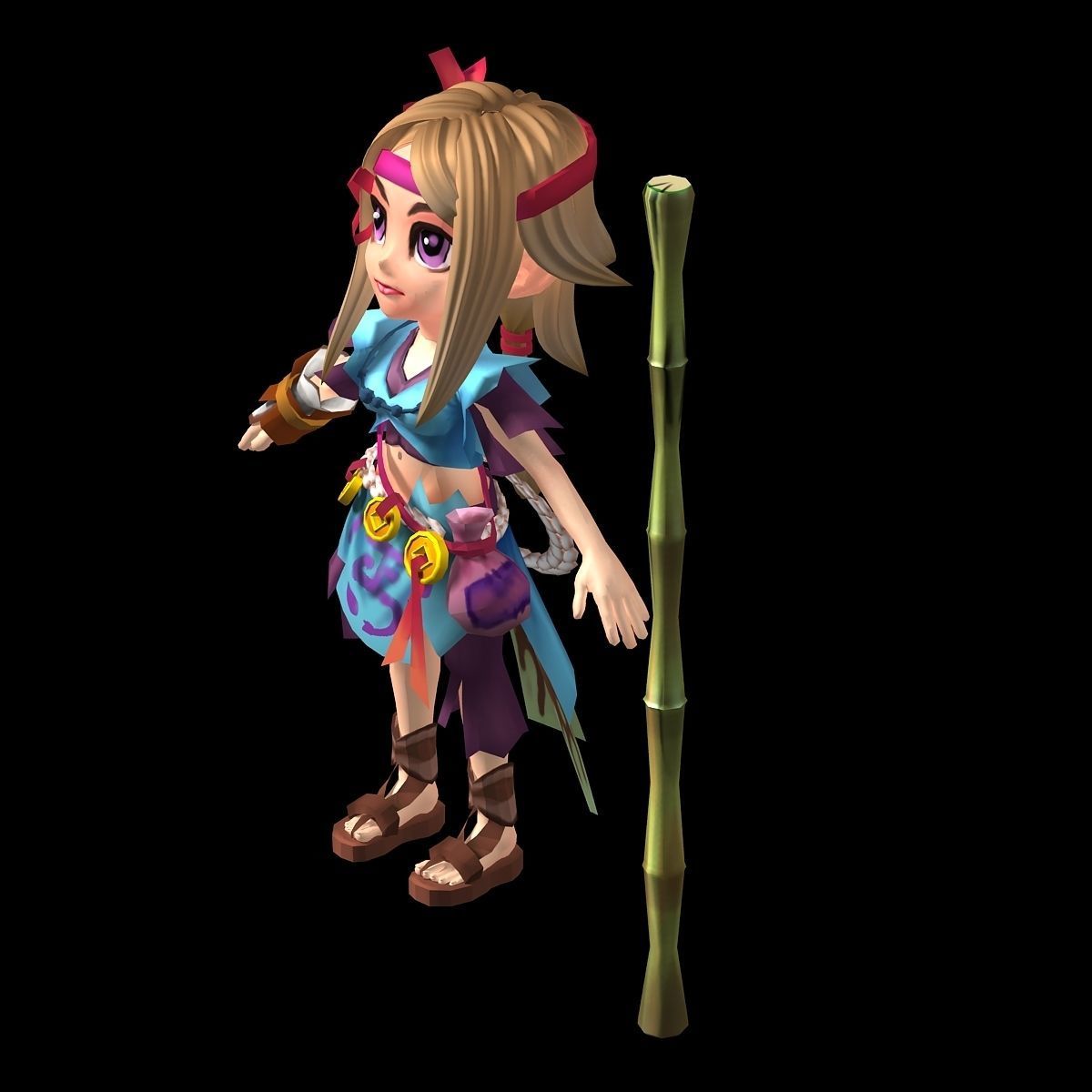 Game characters - beggars female disciples 3D model_1