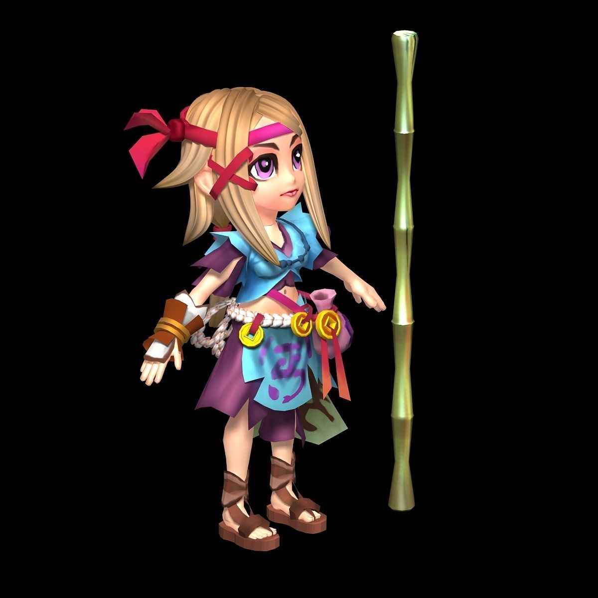 Game characters - beggars female disciples 3D model_3