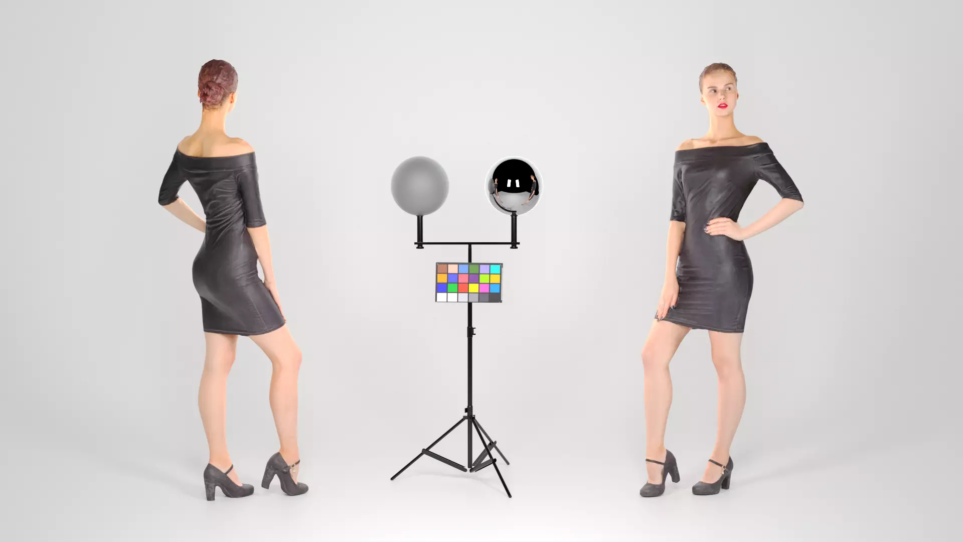 Charming woman in black dress 149 Low-poly 3D model