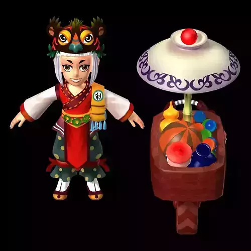 The characters of the game - the merchant 3D model