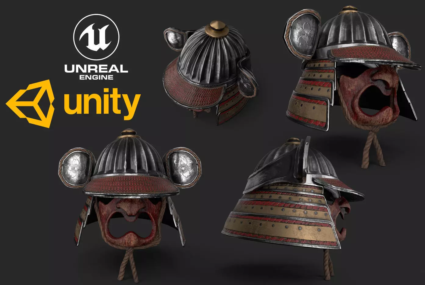 Kabuto Helmet Low-poly 3D model_0