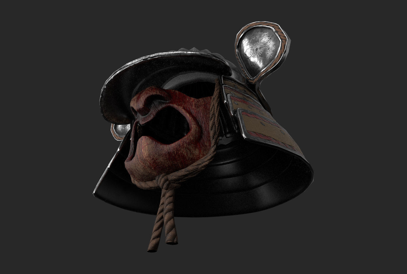 Kabuto Helmet Low-poly 3D model_9