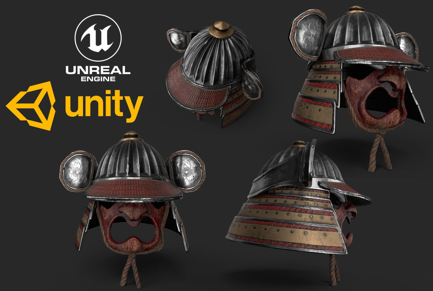 Kabuto Helmet Low-poly 3D model_12