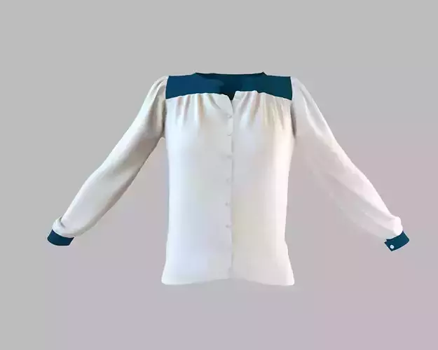 Stylish DesignerYoke Button Shirt 3D model