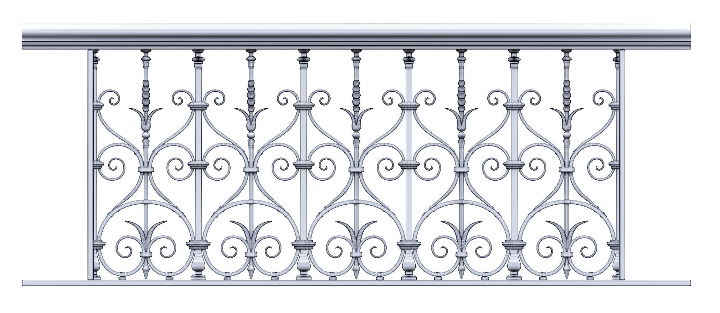 Forged Balcony Railing Pl22-DQ 3D model_6