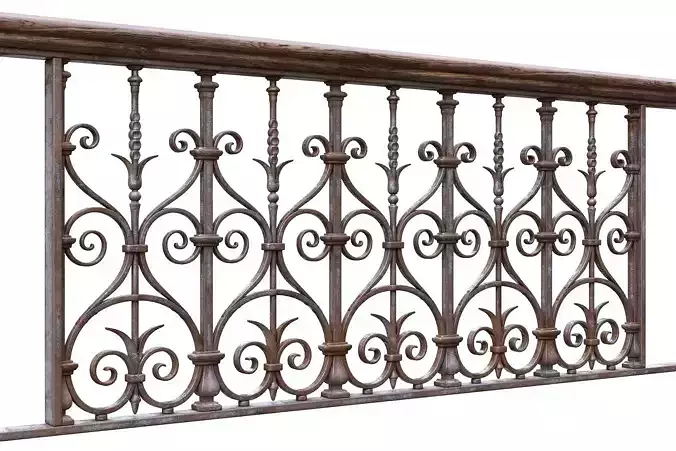 Forged Balcony Railing Pl22-DQ 3D model