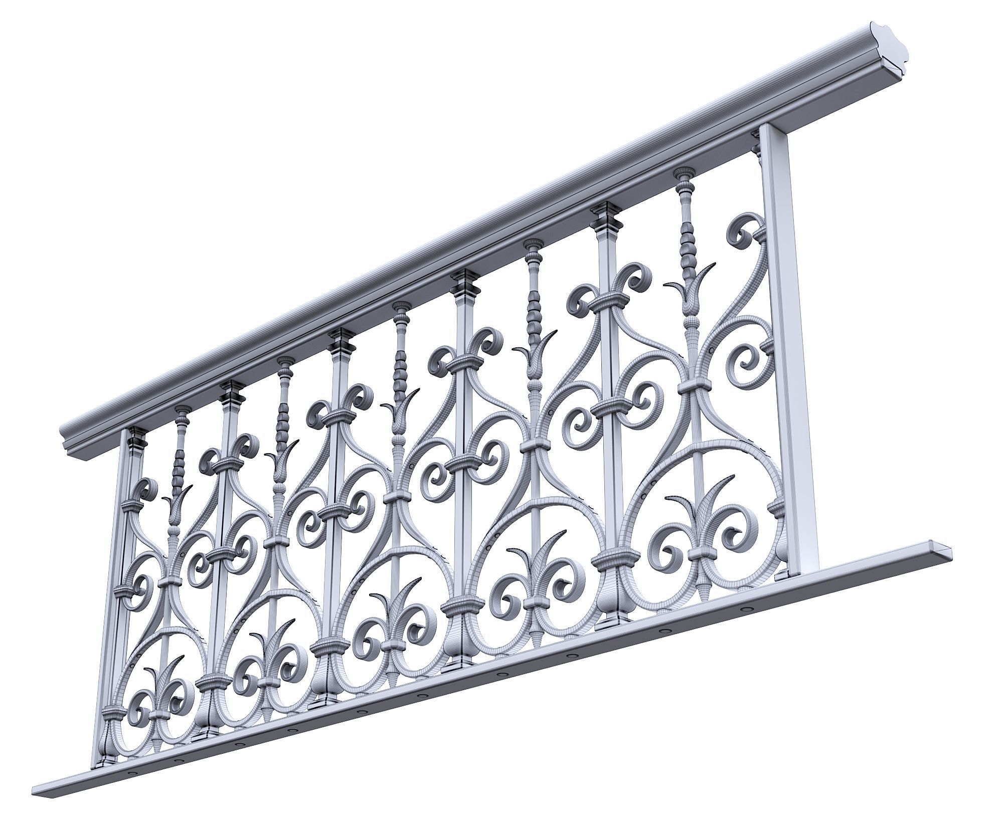 Forged Balcony Railing Pl22-DQ 3D model_8