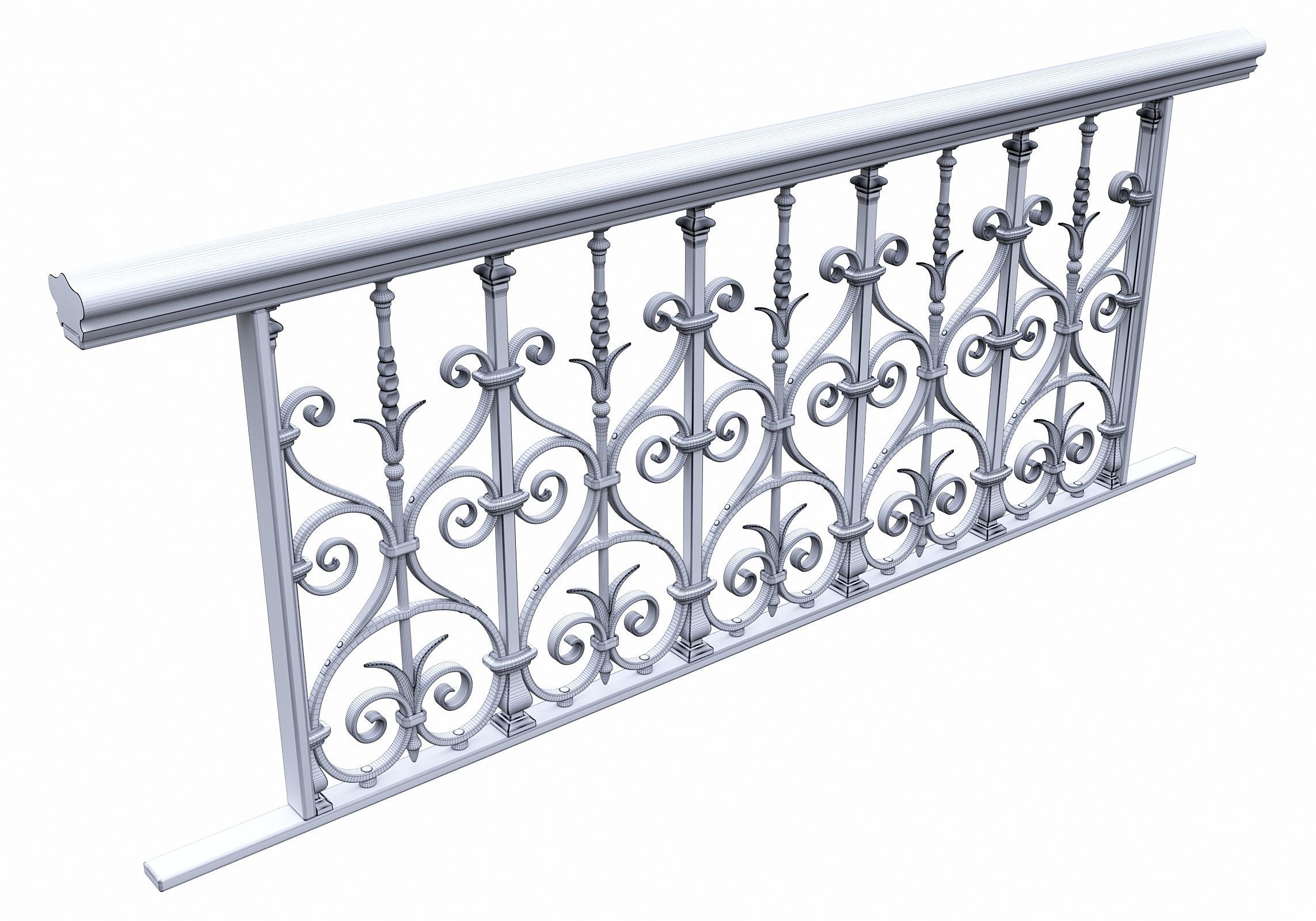 Forged Balcony Railing Pl22-DQ 3D model_7