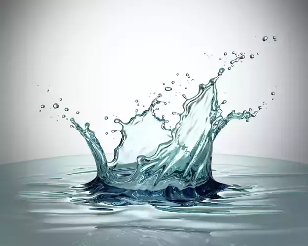 Pouring and splash water in crown shape 3D model
