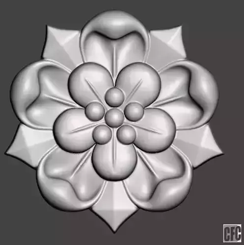 WoodCarving floral detail - 3d model for CNC - FlowerCFC05