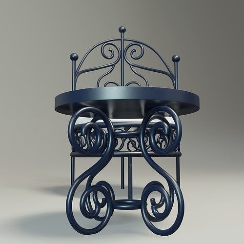 Moroccan wrought iron chairs and table 3D model 5