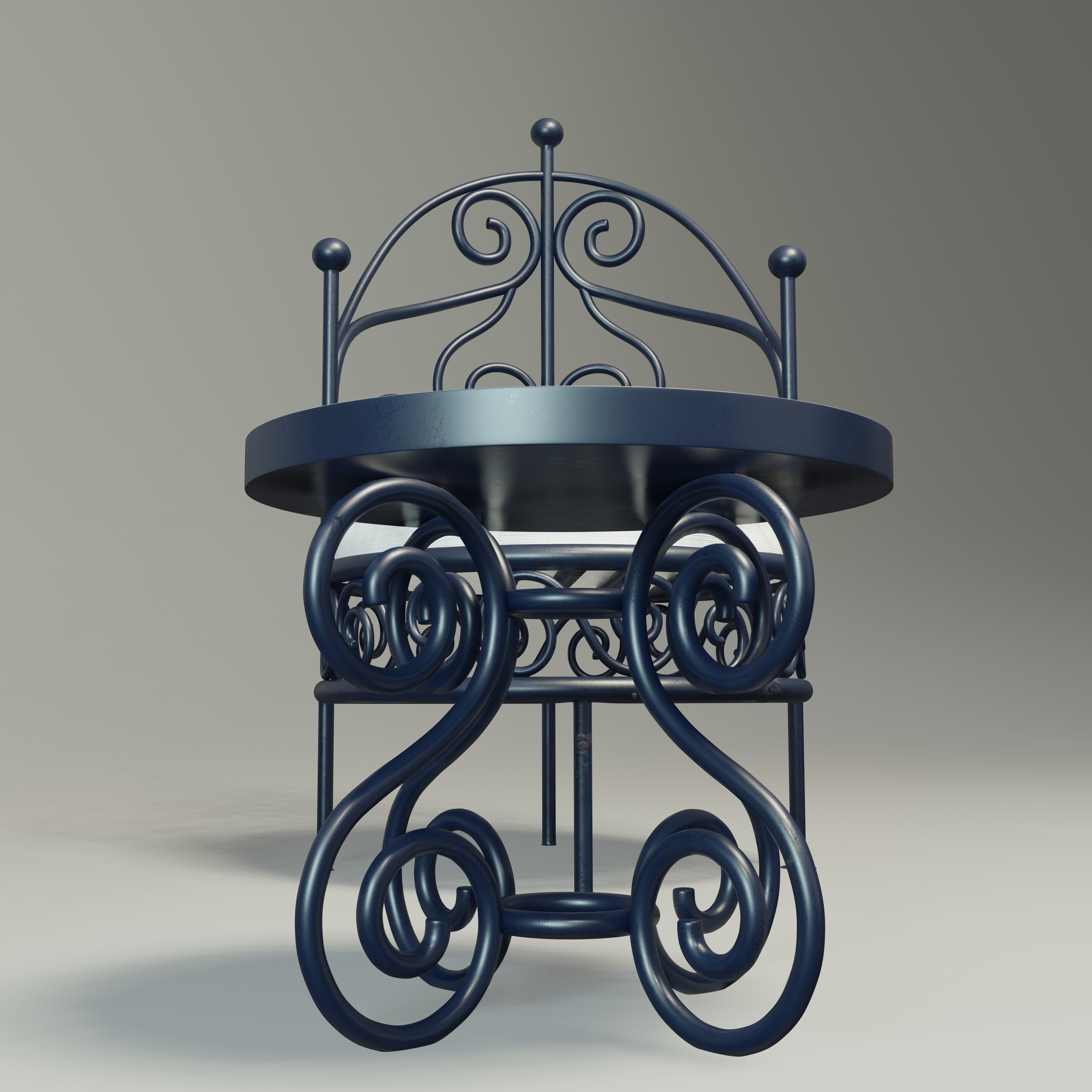 Moroccan wrought iron chairs and table 3D model_4