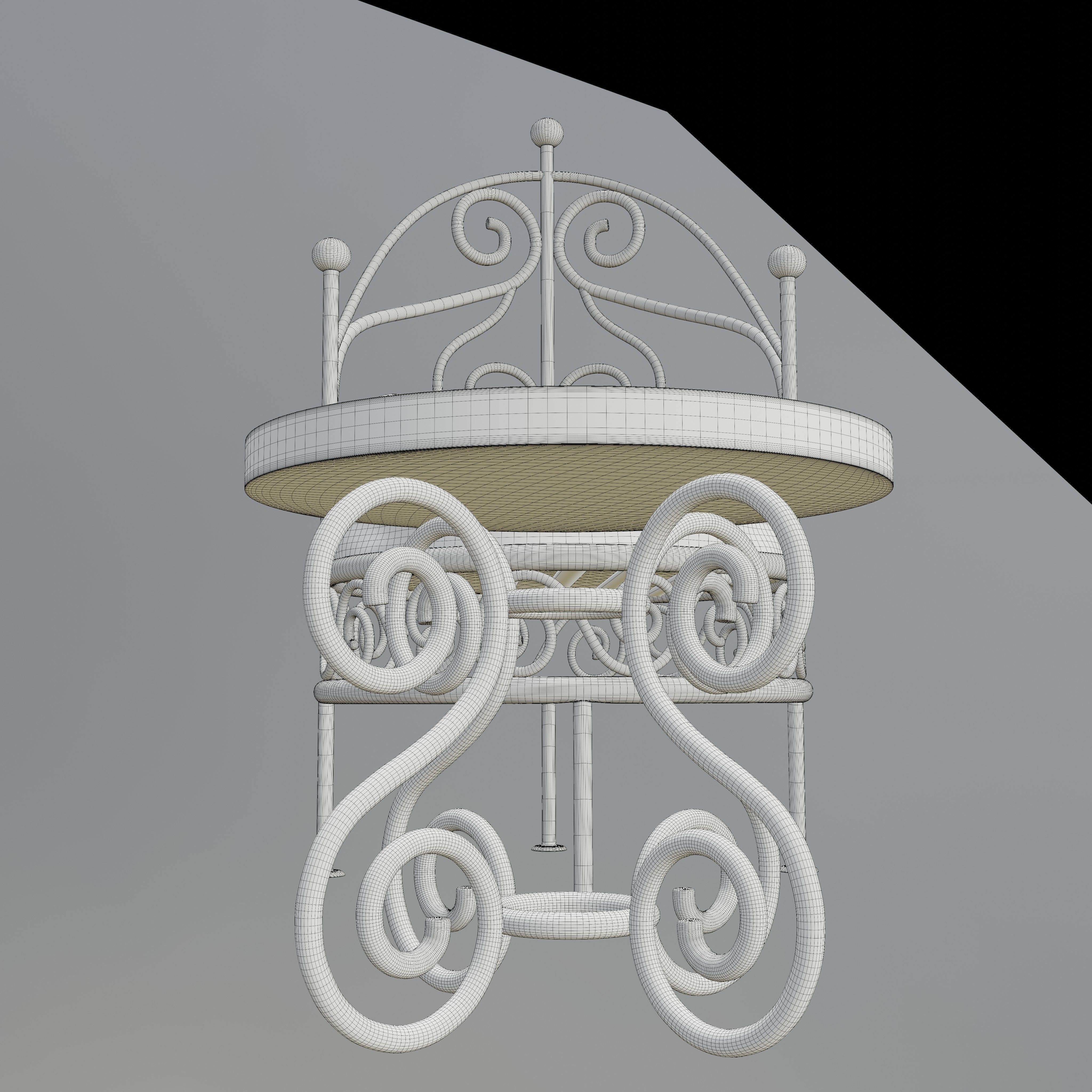 Moroccan wrought iron chairs and table 3D model_9