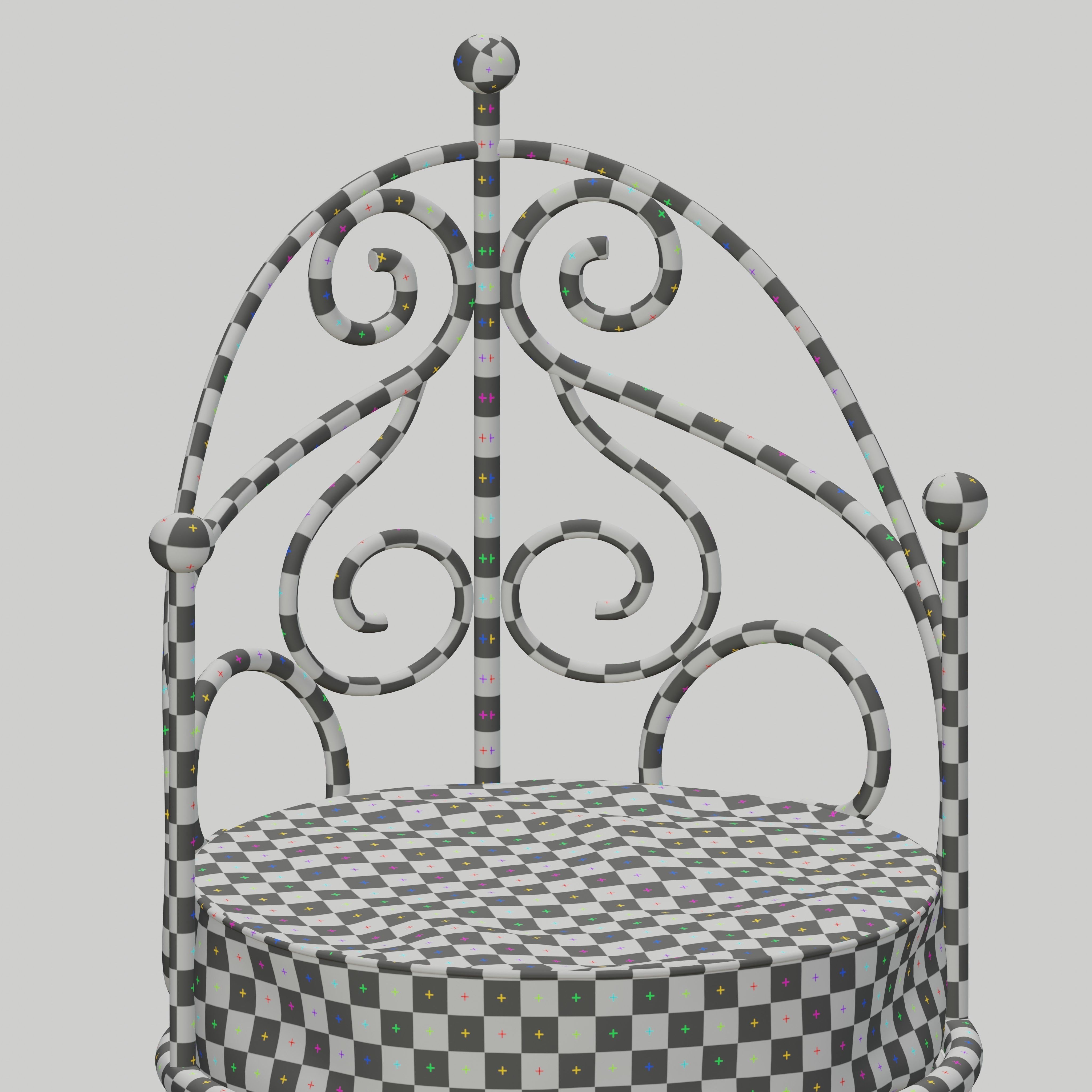 Moroccan wrought iron chairs and table 3D model_11