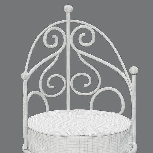 Moroccan wrought iron chairs and table 3D model 7