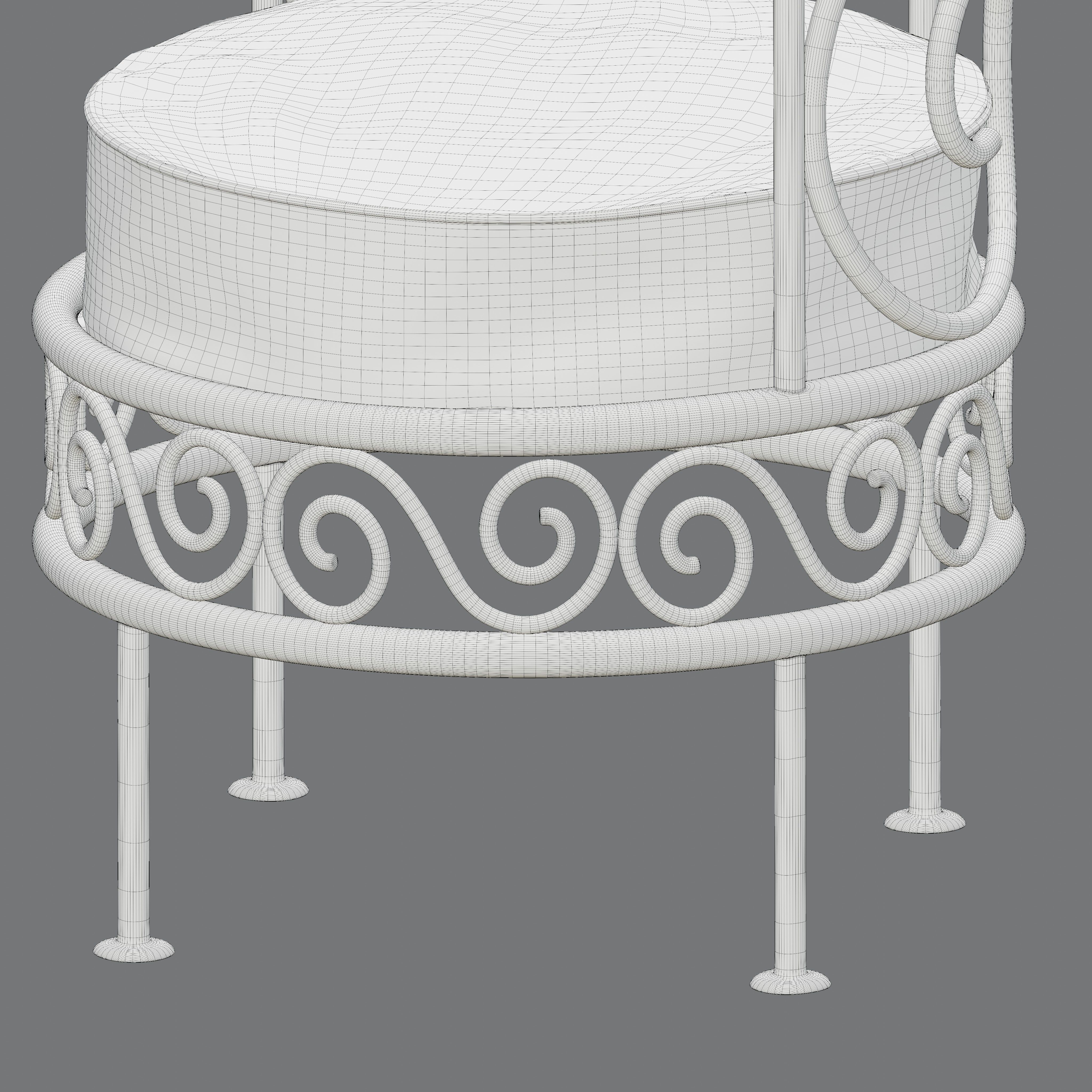 Moroccan wrought iron chairs and table 3D model_7
