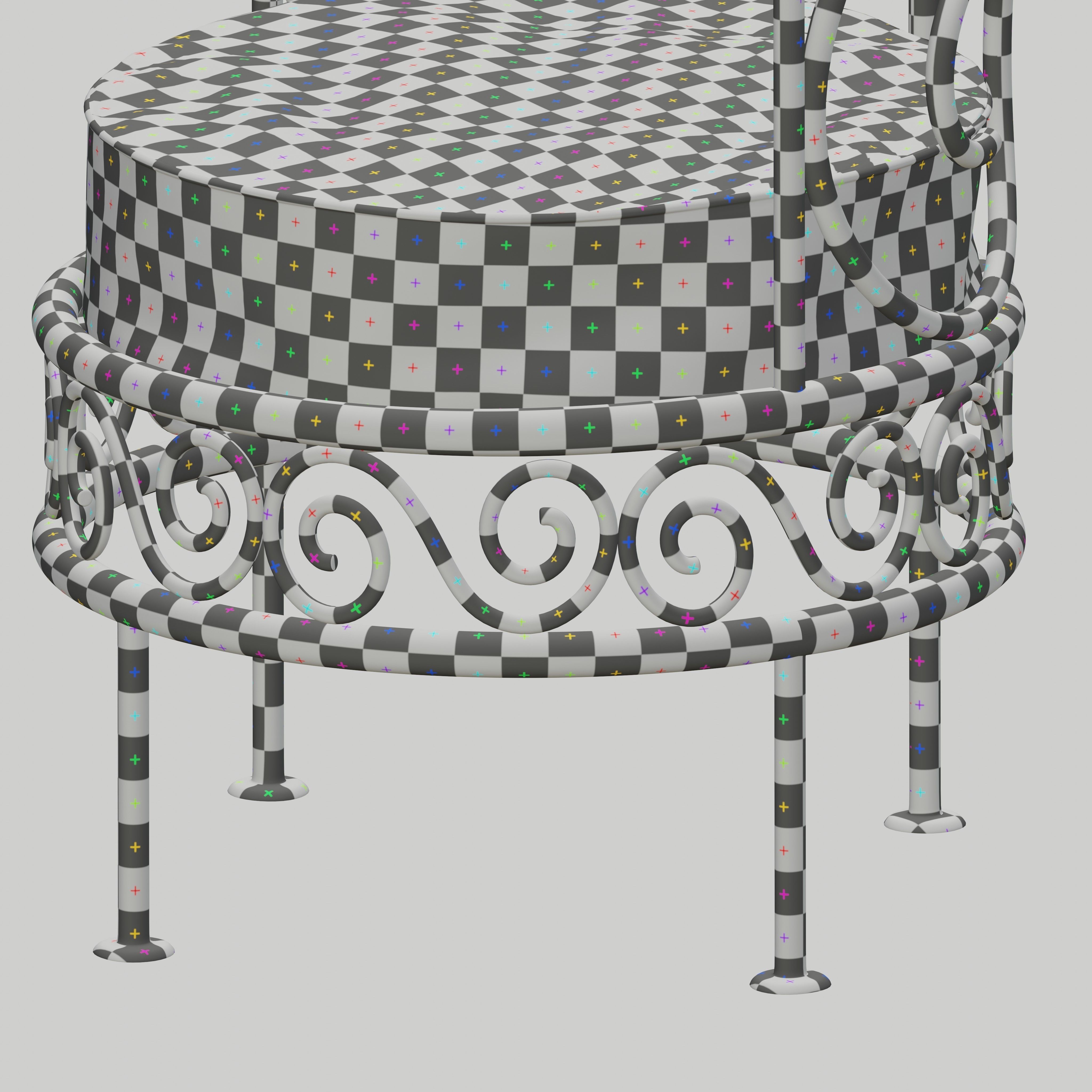 Moroccan wrought iron chairs and table 3D model_12