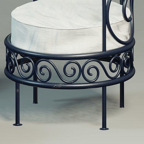 Moroccan wrought iron chairs and table 3D model 3