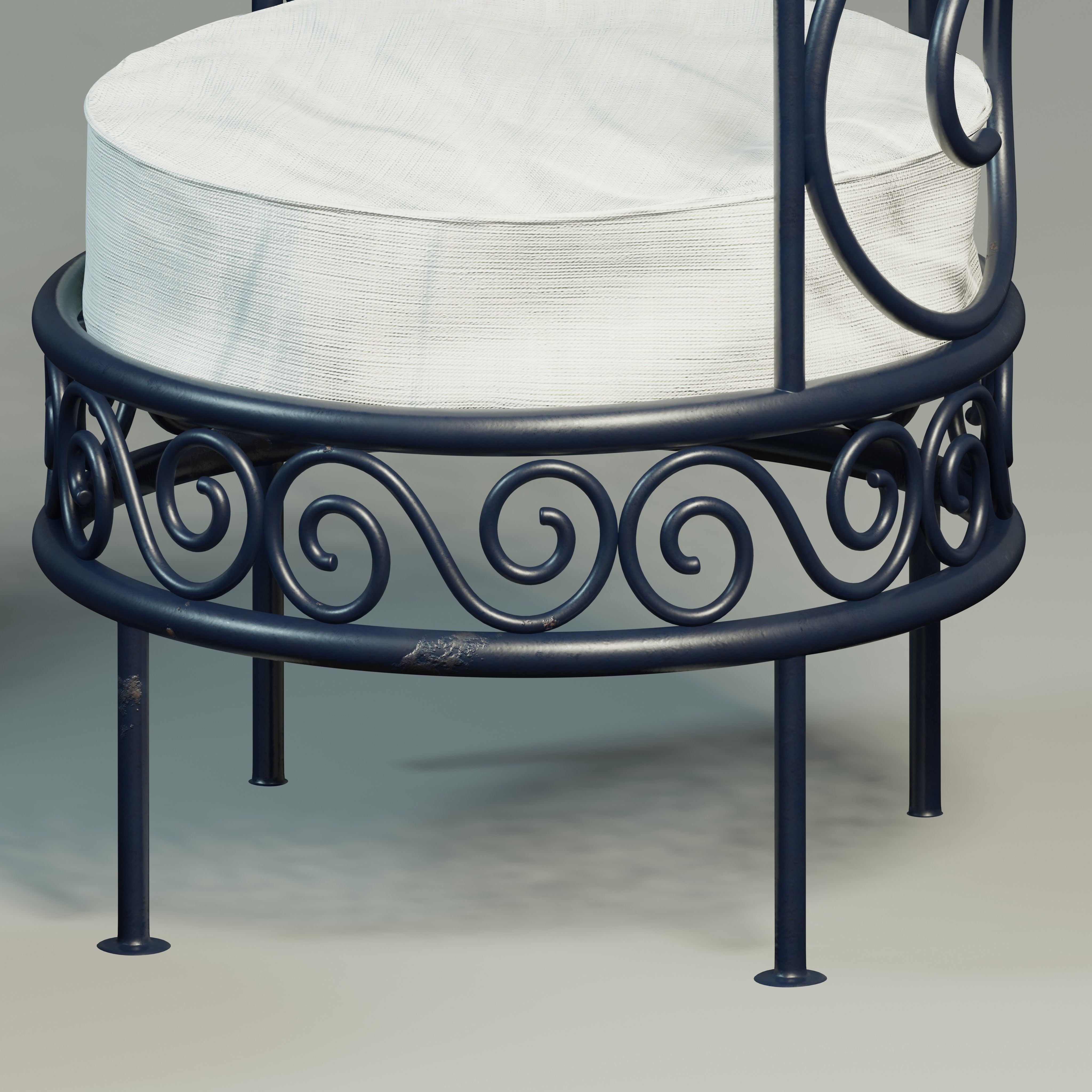 Moroccan wrought iron chairs and table 3D model_2