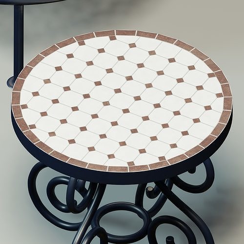 Moroccan wrought iron chairs and table 3D model 4