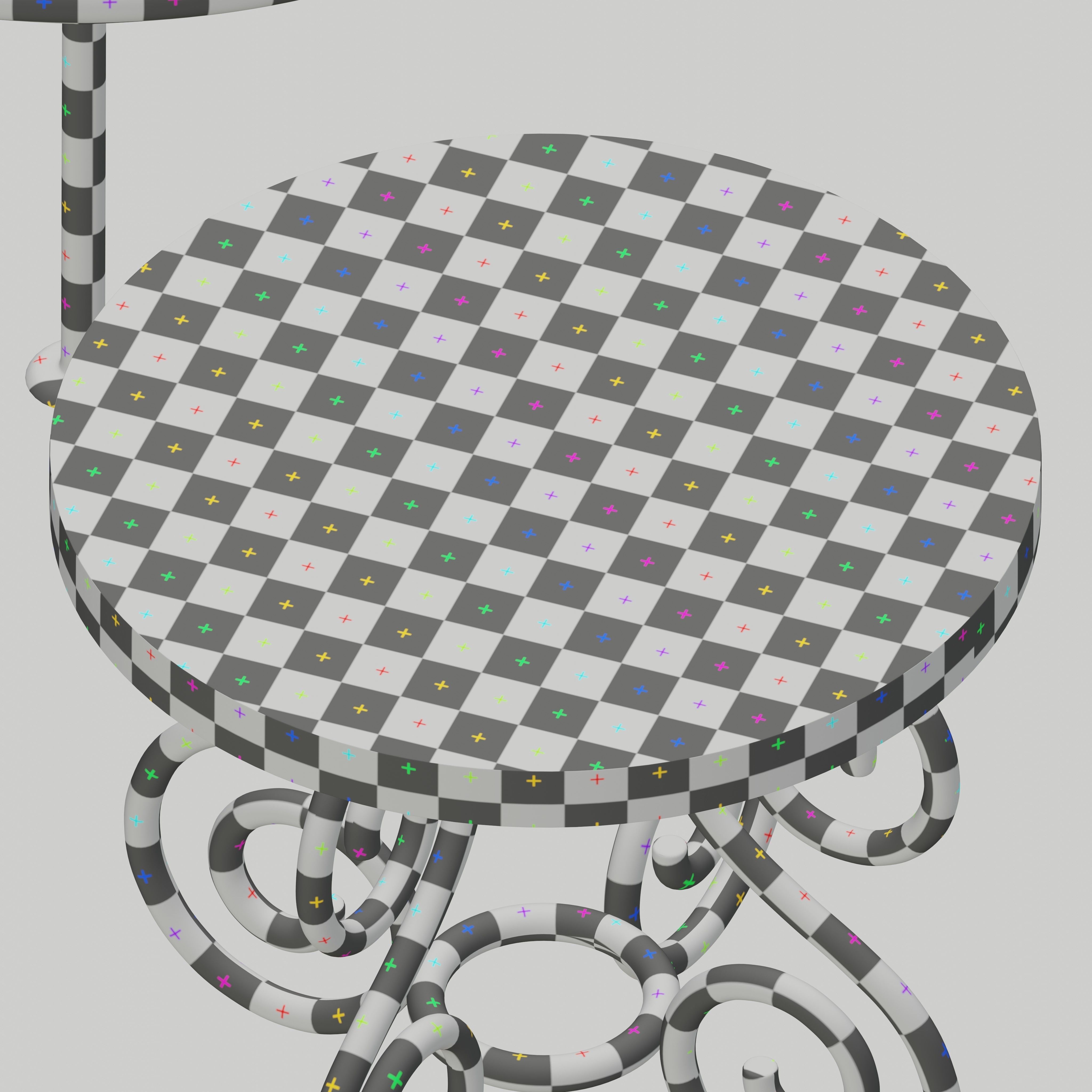 Moroccan wrought iron chairs and table 3D model_13