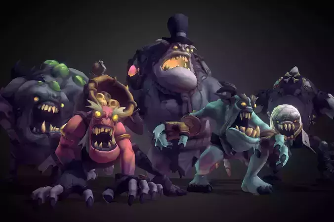 Ghoul Monsters Crew - Low Poly Hand Painted  Low-poly 3D model