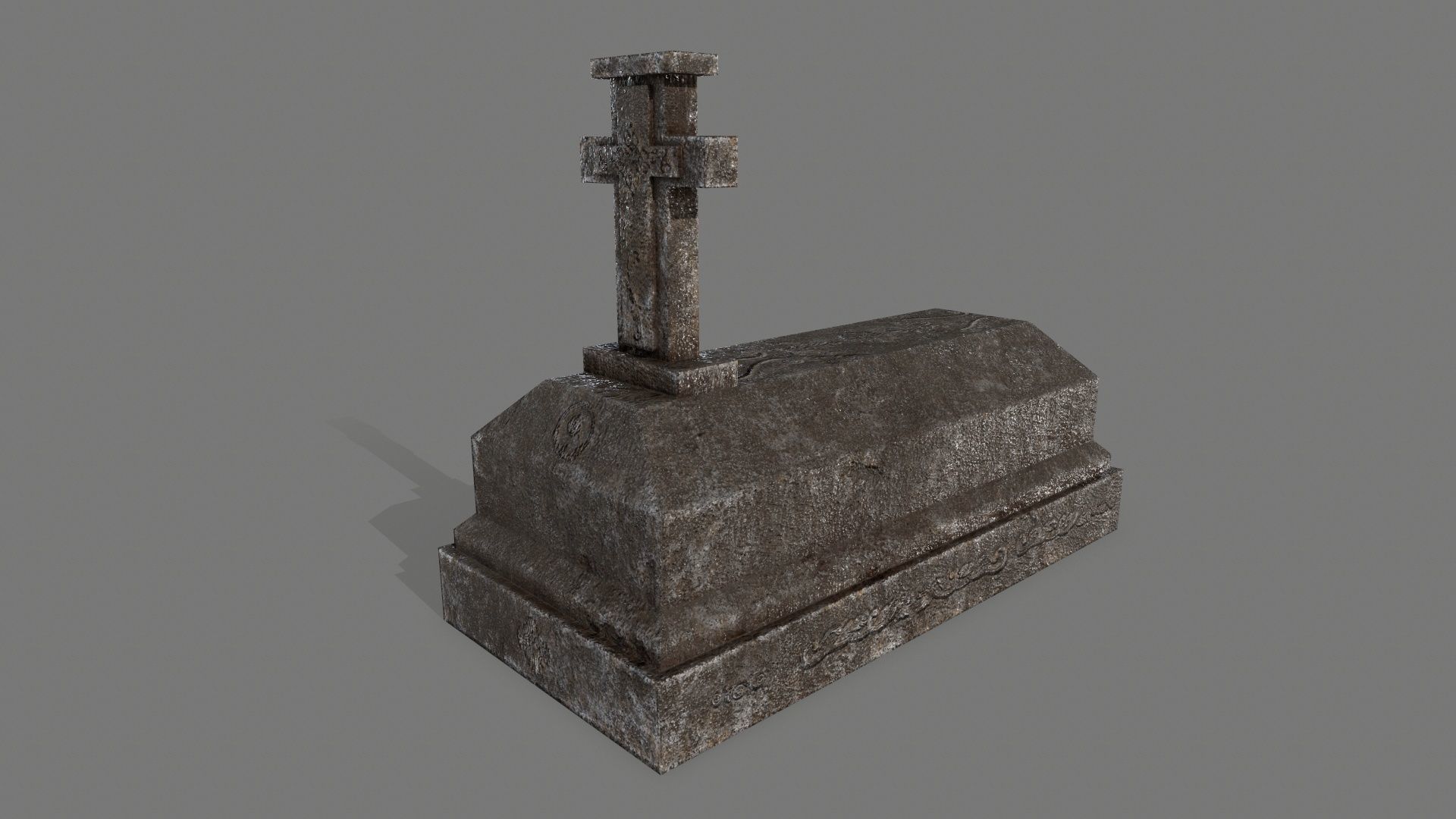 Tombstone set 1 cross Low-poly 3D model_2